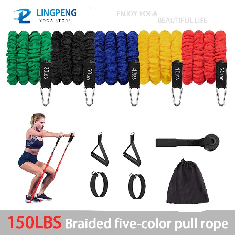 MXFitGear premium resistance band set with 5 levels, includes handles, door anchor, ankle straps, durable bands for home and gym workouts